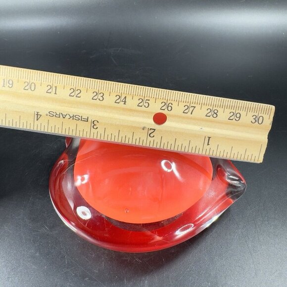 Hand Blown Red Heart Glass Paperweight Figurine Cased Heavy Glass Figure VTG - Picture 5 of 16